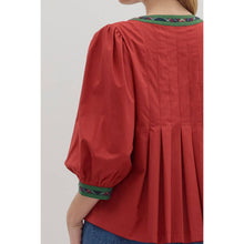 Load image into Gallery viewer, Solid Top with Tartan Trim