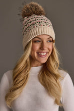 Load image into Gallery viewer, Panache Apparel Co. - Cream &amp; Pink Floral Pattern Pom Hat