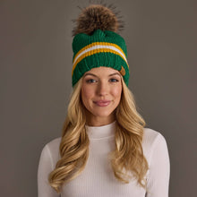Load image into Gallery viewer, Panache Apparel Co. - Green, Gold &amp; White Knit Pom Hat