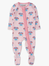 Load image into Gallery viewer, Baby Girls Cotton Modal Pink Patriotic Gingham Footed Ruffle One Piece Pajama