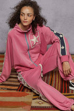 Load image into Gallery viewer, Long sleeve French terry star patch striped elastic jacket