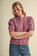Load image into Gallery viewer, Striped Short Sleeve Puff Sweater