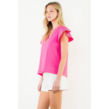 Load image into Gallery viewer, Stitched V-Neck Short Sleeve Top