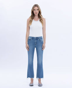 FLYING MONKEY - HIGH RISE DISTRESSED HEM KICK FLARE JEANS F5732