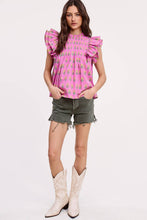 Load image into Gallery viewer, Floral Cluster Ruffle Blouse - Pink
