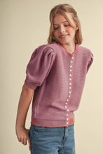 Load image into Gallery viewer, Striped Short Sleeve Puff Sweater
