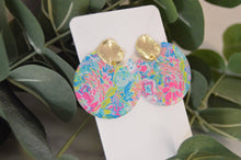 Load image into Gallery viewer, The Adorned Fox - Preppy Earrings, Colorful Notched Circle Earrings, Floral