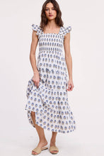 Load image into Gallery viewer, Floral Clusters Smocked Midi Dress - White