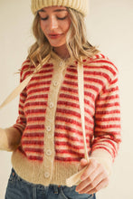 Load image into Gallery viewer, &amp;MERCI - STRIPED HOODIE SWEATER CARDIGAN MSW11063