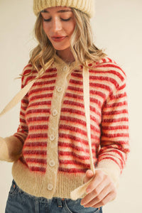 &MERCI - STRIPED HOODIE SWEATER CARDIGAN MSW11063