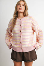 Load image into Gallery viewer, BUTTERMELON - Cozy Stripe Button-Up Cardigan- BMC8594