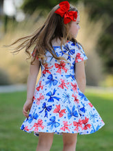 Load image into Gallery viewer, 4th Of July Bow Star Girls Dress