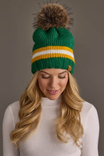 Load image into Gallery viewer, Panache Apparel Co. - Green, Gold &amp; White Knit Pom Hat