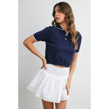 Load image into Gallery viewer, BUTTERMELON - Scalloped Trim Knit Polo Top - BMW8391