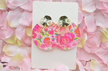 Load image into Gallery viewer, The Adorned Fox - Preppy Floral Heart Acrylic Earrings, Valentine’s Day, love