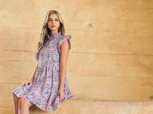 Load image into Gallery viewer, Flower Print Ruffle Sleeve Dress
