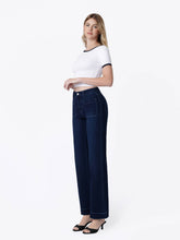 Load image into Gallery viewer, Flying Monkey- High Rise Patch Pocket Dark Blue Slim Wide Leg Jeans F9338