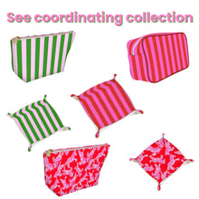 Load image into Gallery viewer, Aspen Lane - Cute pouch + cosmetic bag | leather pink &amp; green stripe