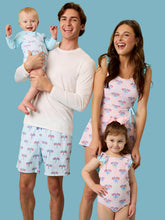 Load image into Gallery viewer, Girls Pink Patriotic Gingham Bow V-Back One Piece Swimsuit
