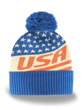 Load image into Gallery viewer, Northern Icons Creations INC - USA Stars Stripes Knit Beanie Hat with Pom, American Flag Winter Cap