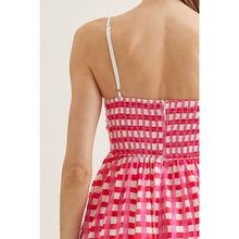 Load image into Gallery viewer, Checked sleeveless midi dress