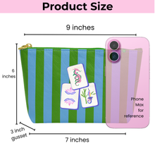 Load image into Gallery viewer, Mahjong Bag Preppy tile bag | green &amp; blue stripe