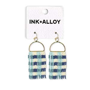 INK + ALLOY - Allison Gingham Beaded Fringe Earrings Blue