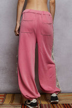 Load image into Gallery viewer, French terry striped patch trim star patch knit pants