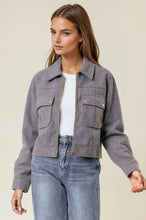 Load image into Gallery viewer, COLLARED NECK LONG SLEEVE FRONT METAL ZIP JACKET - 10611J