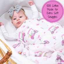 Load image into Gallery viewer, LollyBanks - Pink Golf Baby 100% Cotton Muslin Swaddle Blanket 47"x47"