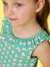 Load image into Gallery viewer, Girls Pink Coastal Cane Active Ruffle Tank Top