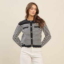 Load image into Gallery viewer, Scalloped Stripe Cardigan