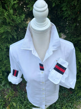 Load image into Gallery viewer, Pearly Vine - Casie 2 - White Oxford w/Navy &amp; Red Stripe Ribbon 