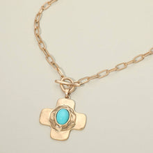 Load image into Gallery viewer, Sensibling Corp. - Oval Pearl Centered Toggle Cross Charm Pendant Necklace