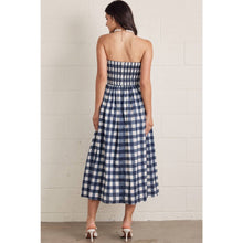 Load image into Gallery viewer, Gingham strapless midi dress
