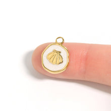 Load image into Gallery viewer, WJW - 18K Gold PVD Sea Shell White Epoxy Charm
