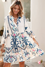 Load image into Gallery viewer, Tribal Print Bracelet Sleeve Buttoned Mini Dress