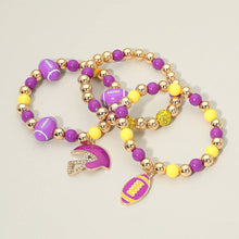 Load image into Gallery viewer, Sensibling Corp. - 3PCS - Game Day Football Helmet Charm Beaded Stretch Multi Layered Bracelets