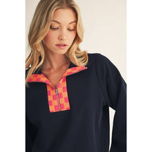 Load image into Gallery viewer, Geo Pattern Contrast Zip Up Sweatshirt
