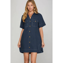 Load image into Gallery viewer, Shirts Mini Dres - Navy