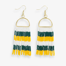 Load image into Gallery viewer, INK + ALLOY - Allison Game Day Horizontal Stripes Beaded Fringe Earrings Green and Yellow Wholesale