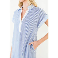 Load image into Gallery viewer, Short Sleeve Split Striped V-Neck Dress