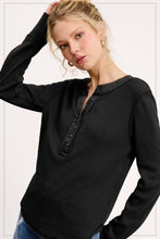 Load image into Gallery viewer, La Miel - HCT7679-Waffle Long Sleeve Henley Thermal Top Halloween
