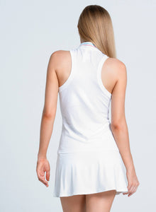 Lucky In Love - Women's Seamless Textured Sleeveless Polo  - WHITE