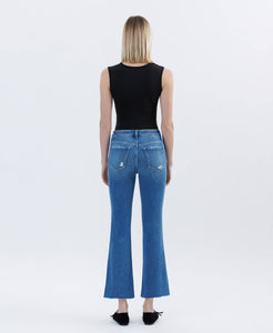 FLYING MONKEY - HIGH RISE RAW HEM BOOTCUT JEANS F6084