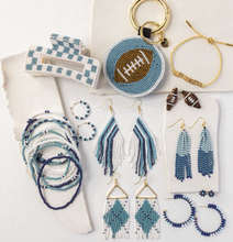 Load image into Gallery viewer, INK + ALLOY - Game Day Tassel Seed Bead Earrings Navy, Blue, + White Wholesale