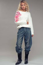 Load image into Gallery viewer, Sequin Floral Fuzzy Knit Sweater