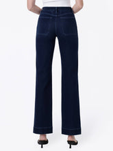 Load image into Gallery viewer, Flying Monkey- High Rise Patch Pocket Dark Blue Slim Wide Leg Jeans F9338