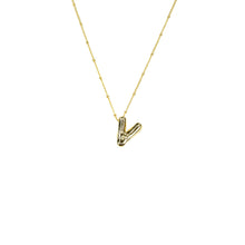 Load image into Gallery viewer, Savvy Bling - Initial Balloon Bubble Gold Necklace: W / GOLD SMOOTH