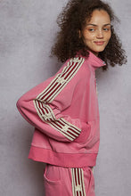Load image into Gallery viewer, Long sleeve French terry star patch striped elastic jacket